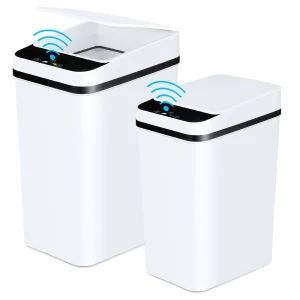 2 Pack 12L & 18L Bathroom Automatic Trash Can Touchless Motion Sensor Garbage Can