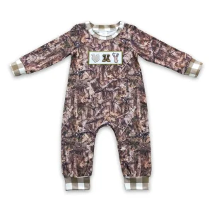 Baby Boys Hunting Boots Turkey Deer Camo Fall Rompers