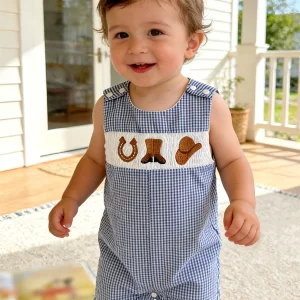 New Baby Boy Romper Cute Embroidered Sleeveless